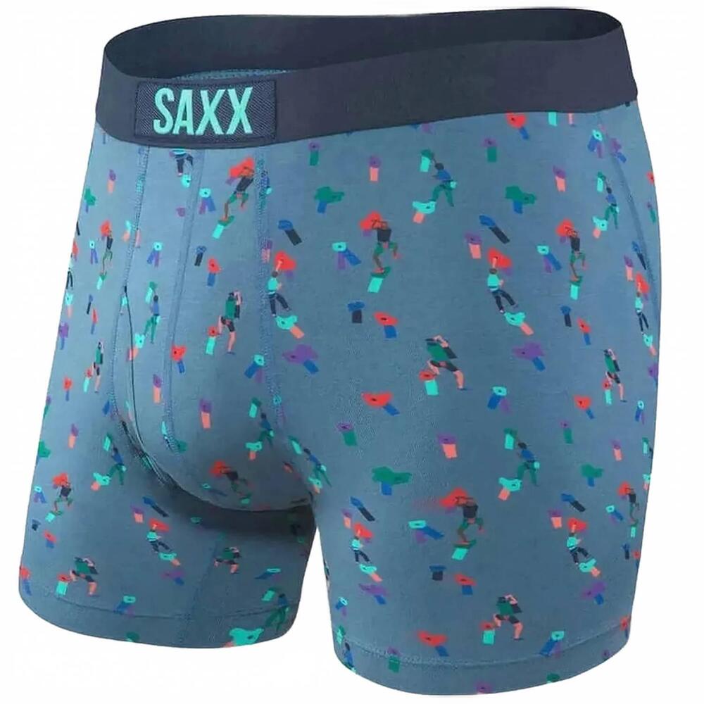 NEW SAXX men's ultra boxer brief in blue climbing wall